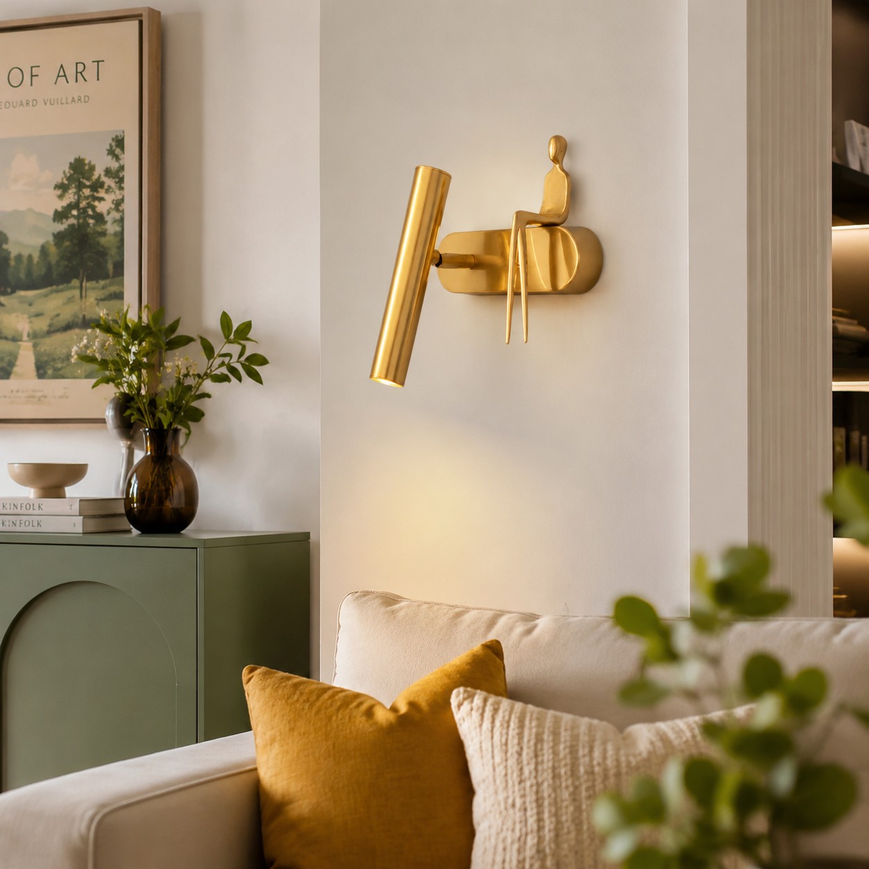 Wall sconce installed in a living room scene