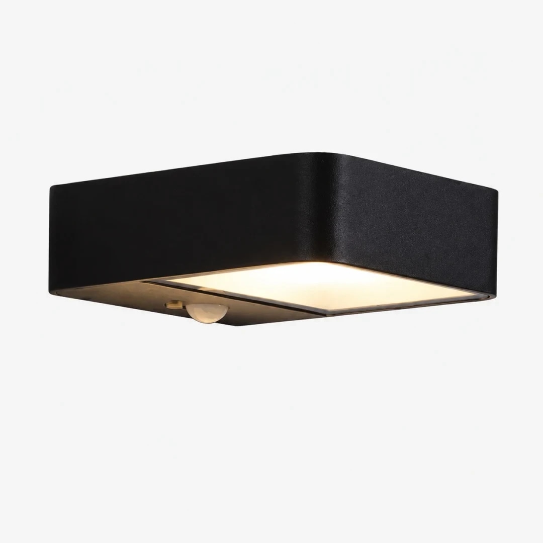 Style D black outdoor wall lamp on white background