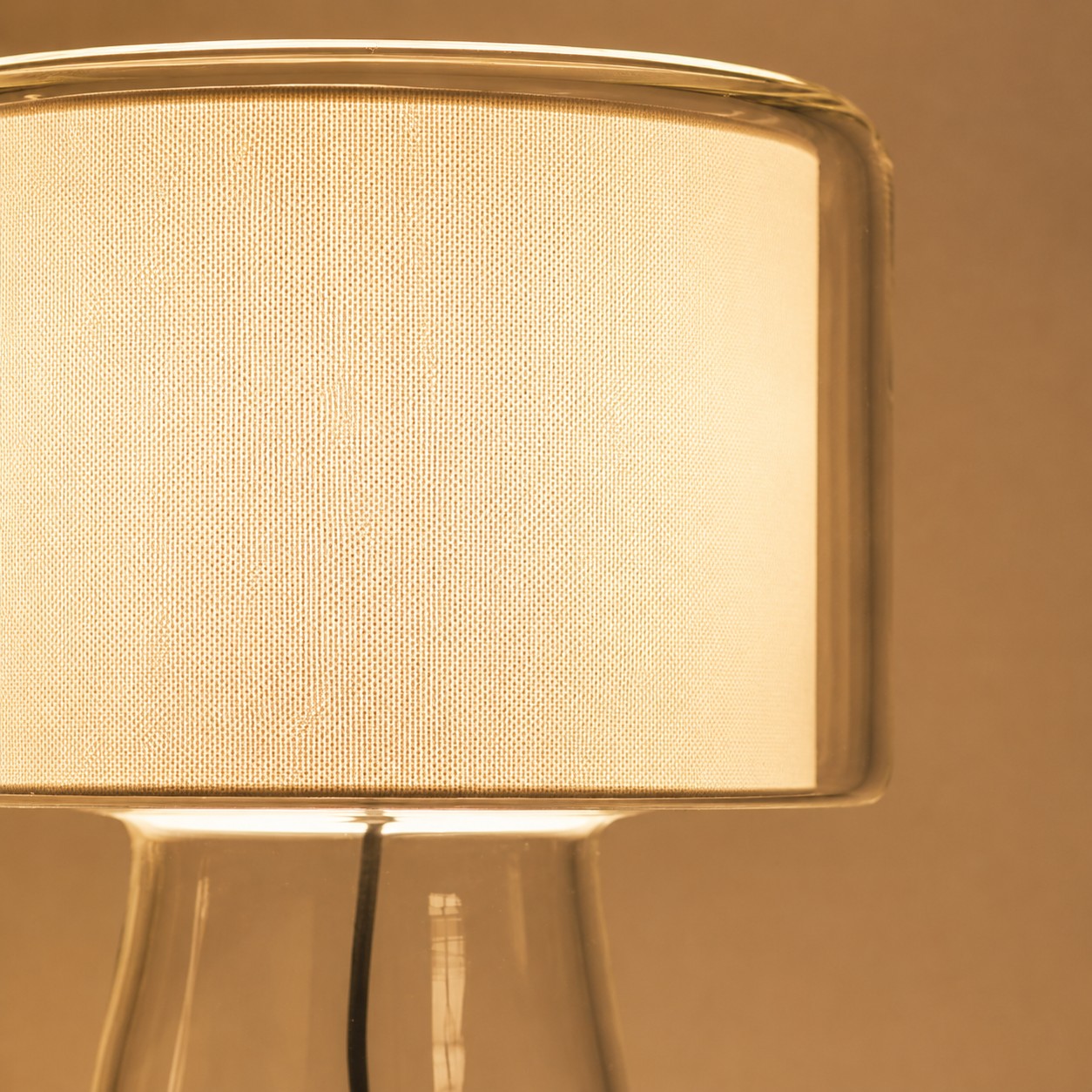 Natural Glass Table Lamp With Fabric Shade