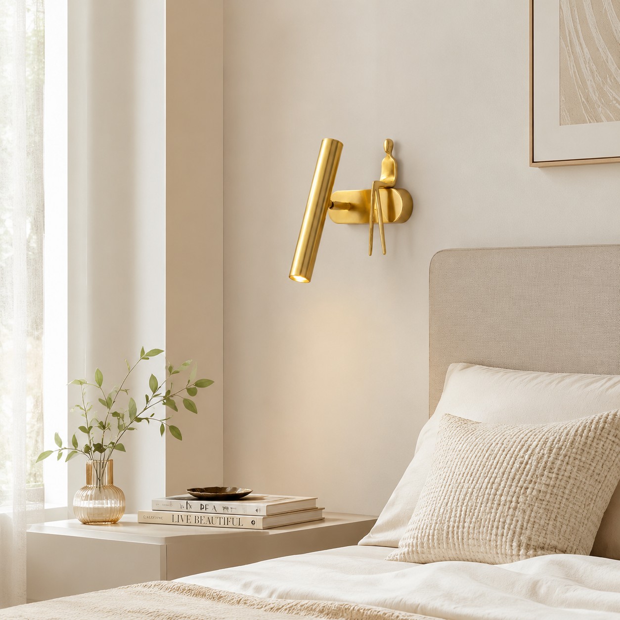 Installed bedside wall lighting scene