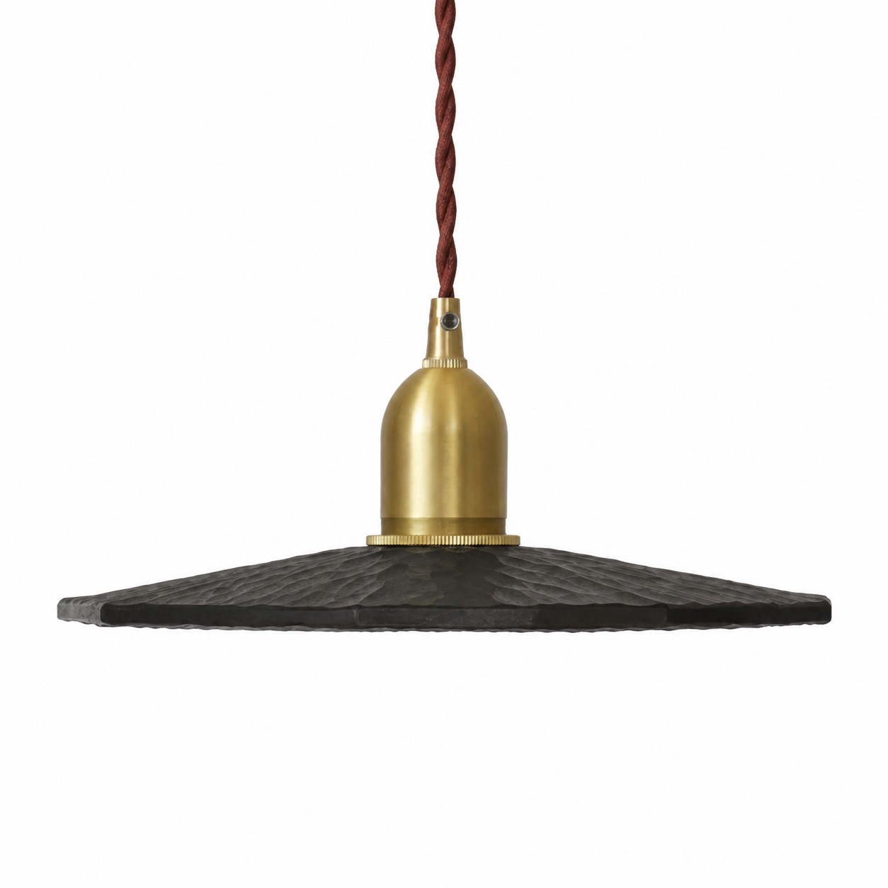 27cm octagonal black walnut wood pendant light with brass tone holder