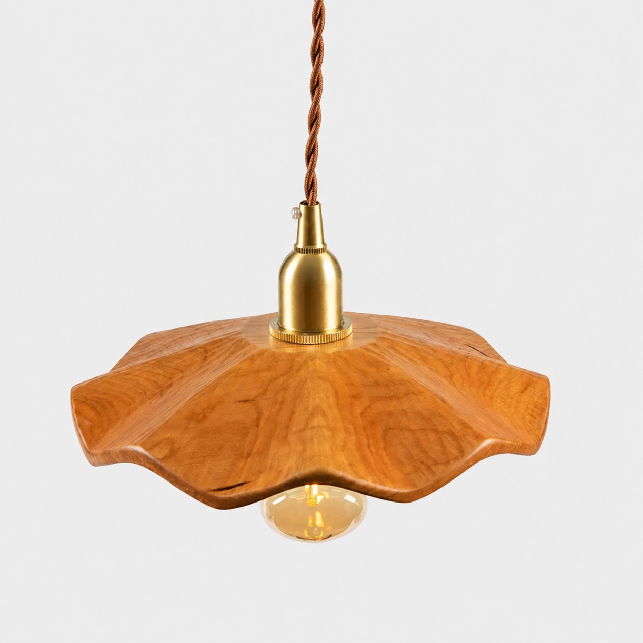 cherry wood lotus pendant light