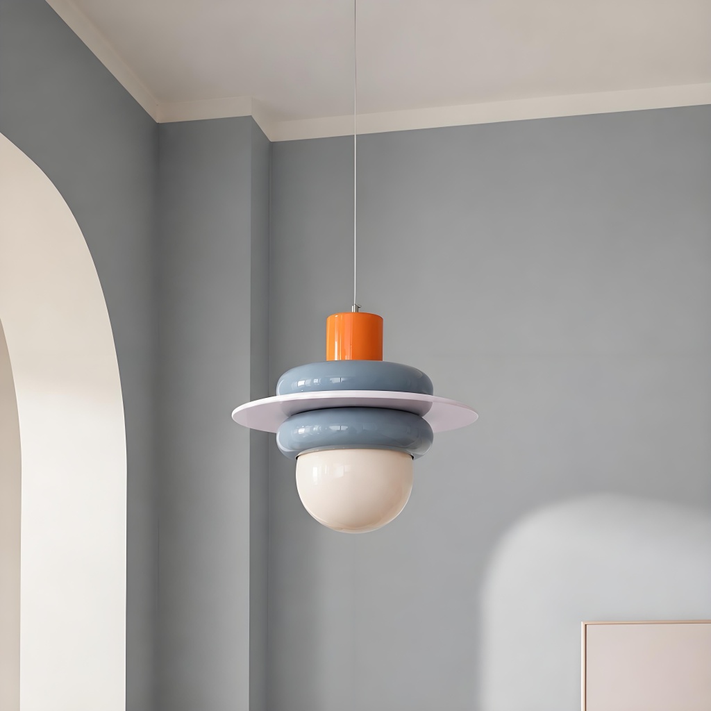 Sea salt blue pendant in a gray interior scene
