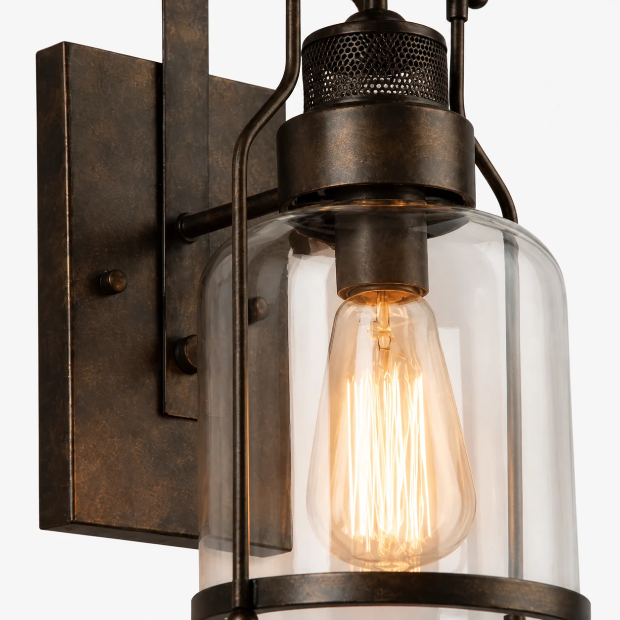 Close-up of the Ivoran wall sconce metal and glass details