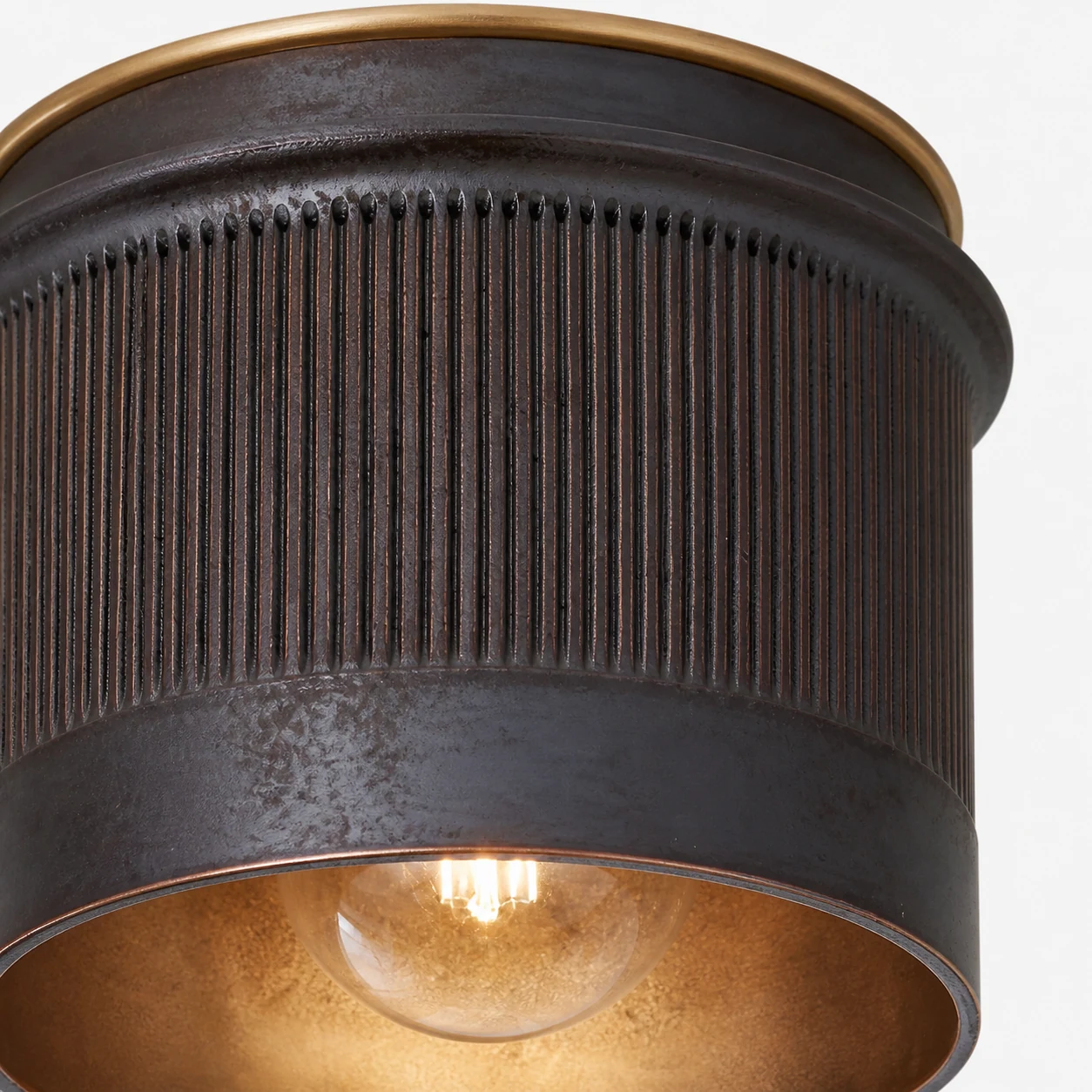 Close-up of the black metal geometric frame and fixture detail