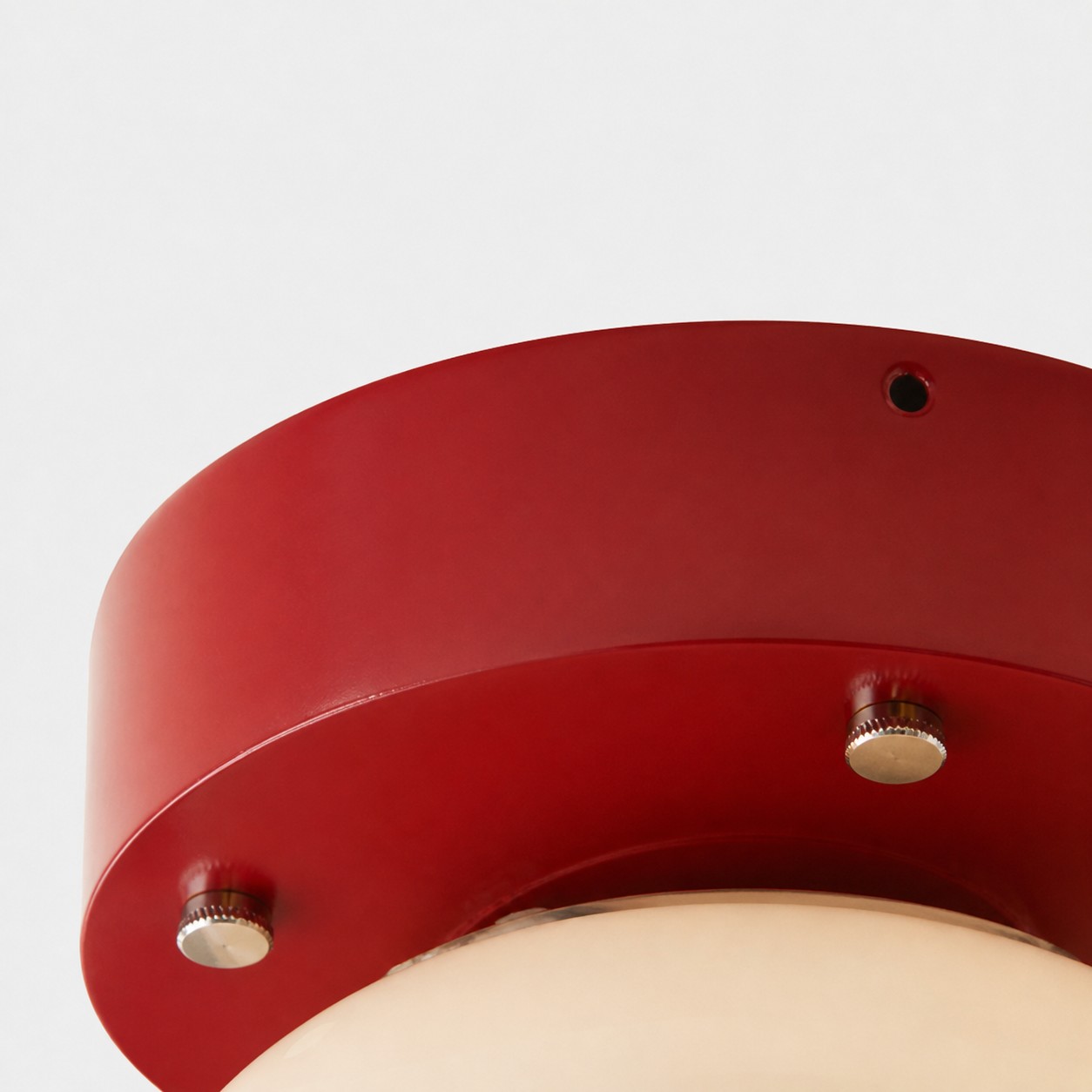Oval Memphis red and cream glass LED ceiling light