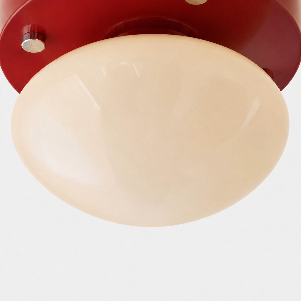 Round Memphis red and cream glass LED ceiling light