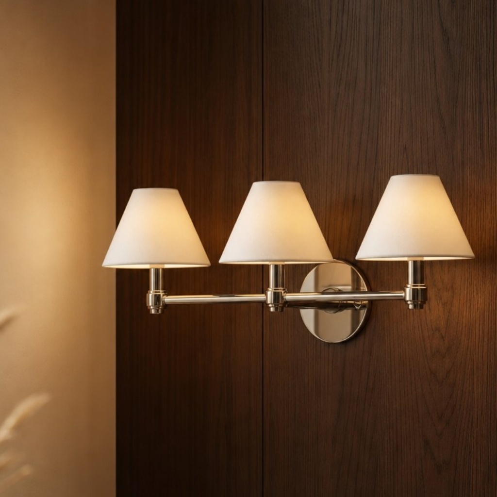 Roven wall light in a horizontal bathroom hero scene