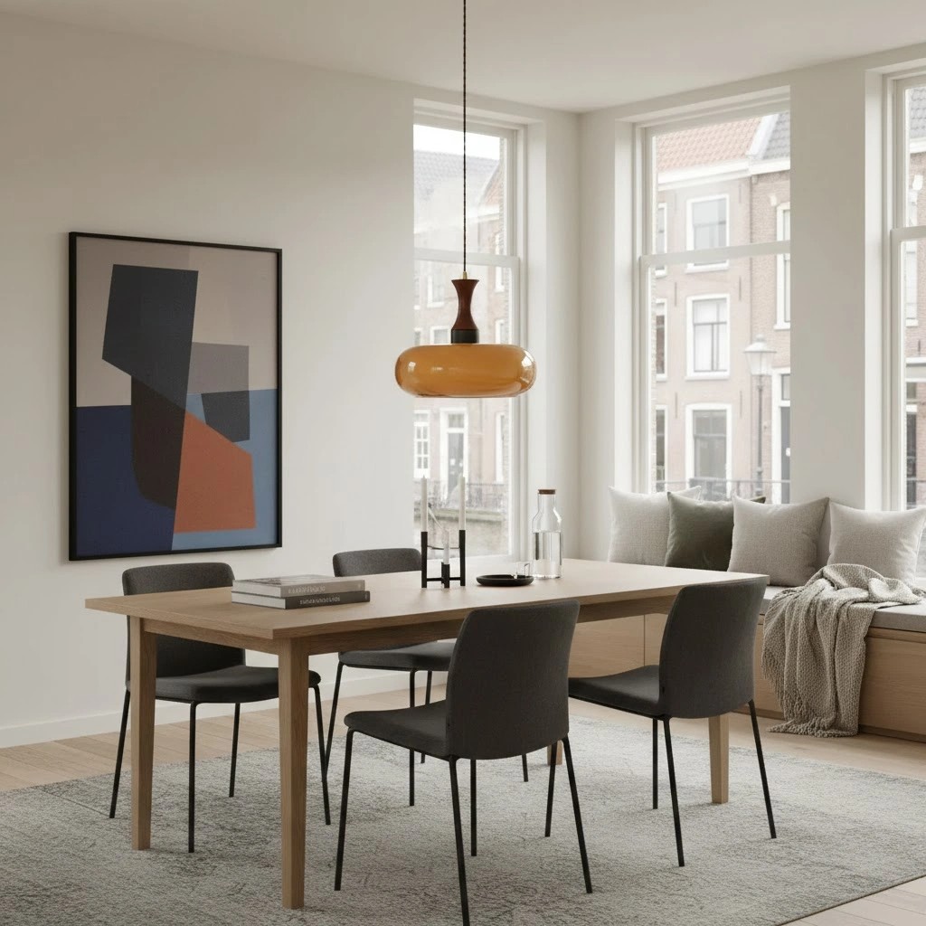 Velora pendant in a wide Scandinavian farmhouse room setting