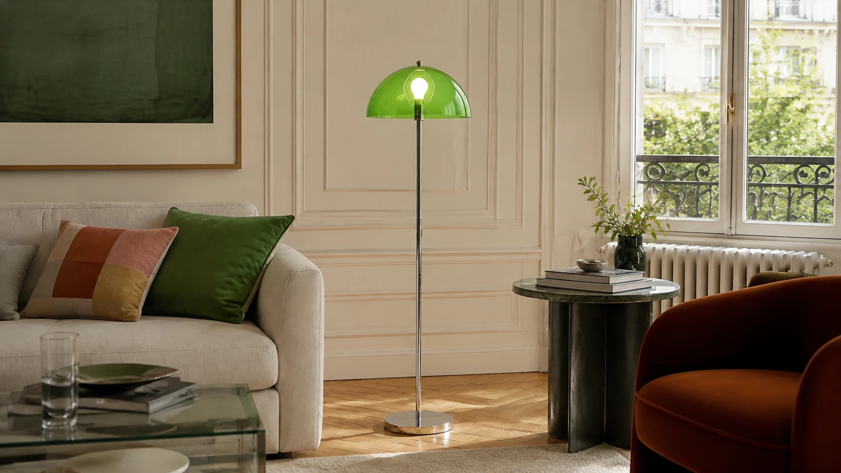Bauhaus Dome Floor Lamp in a modern room scene