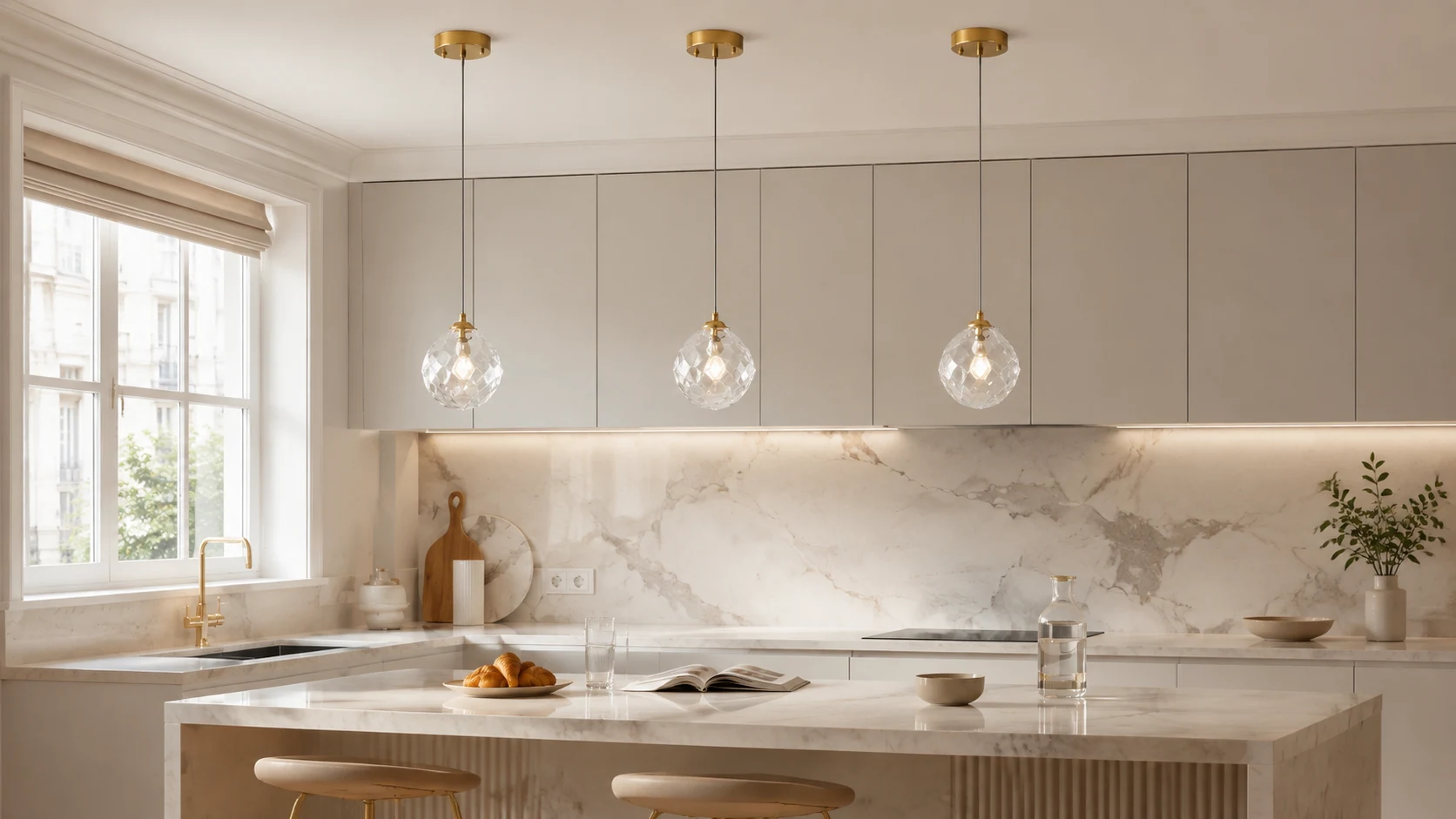 Ice Glass Pendant Light in a warm interior setting