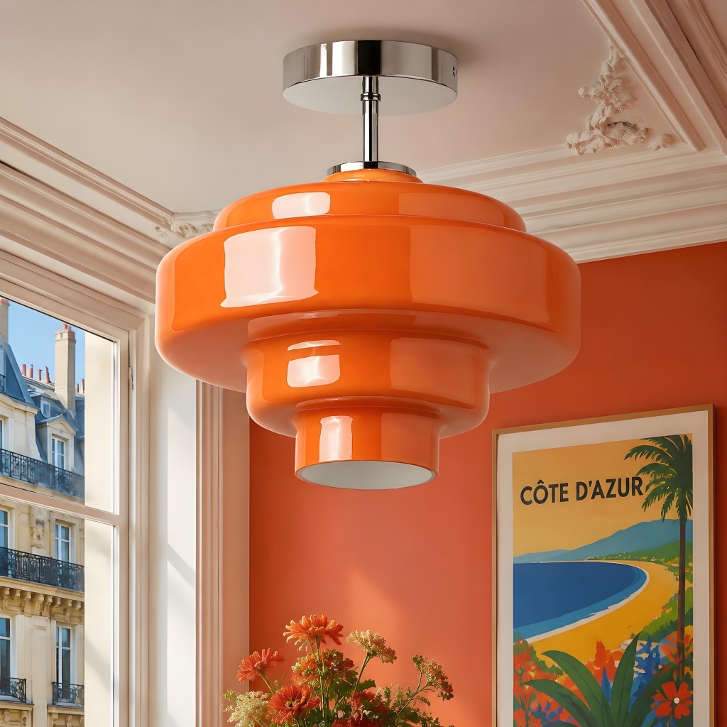 Orange Koloro ceiling light in a colorful room