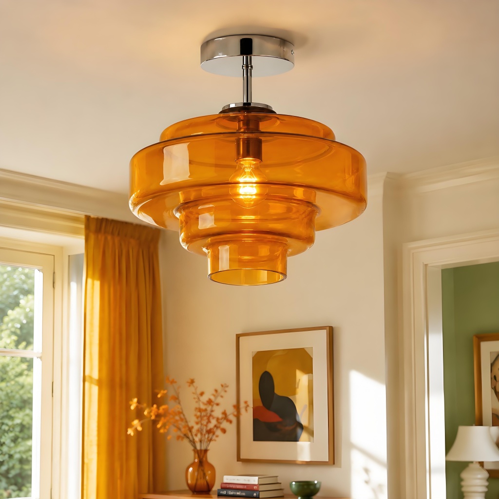 Orange Koloro ceiling light in a bright living room scene