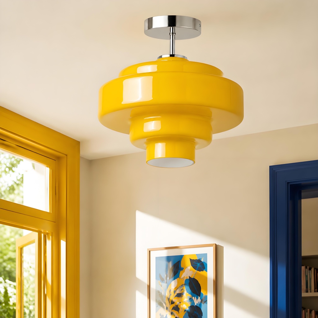 Yellow Koloro ceiling light in a bright interior scene