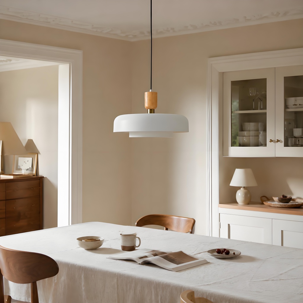 Orbulis pendant lights above a long dining table