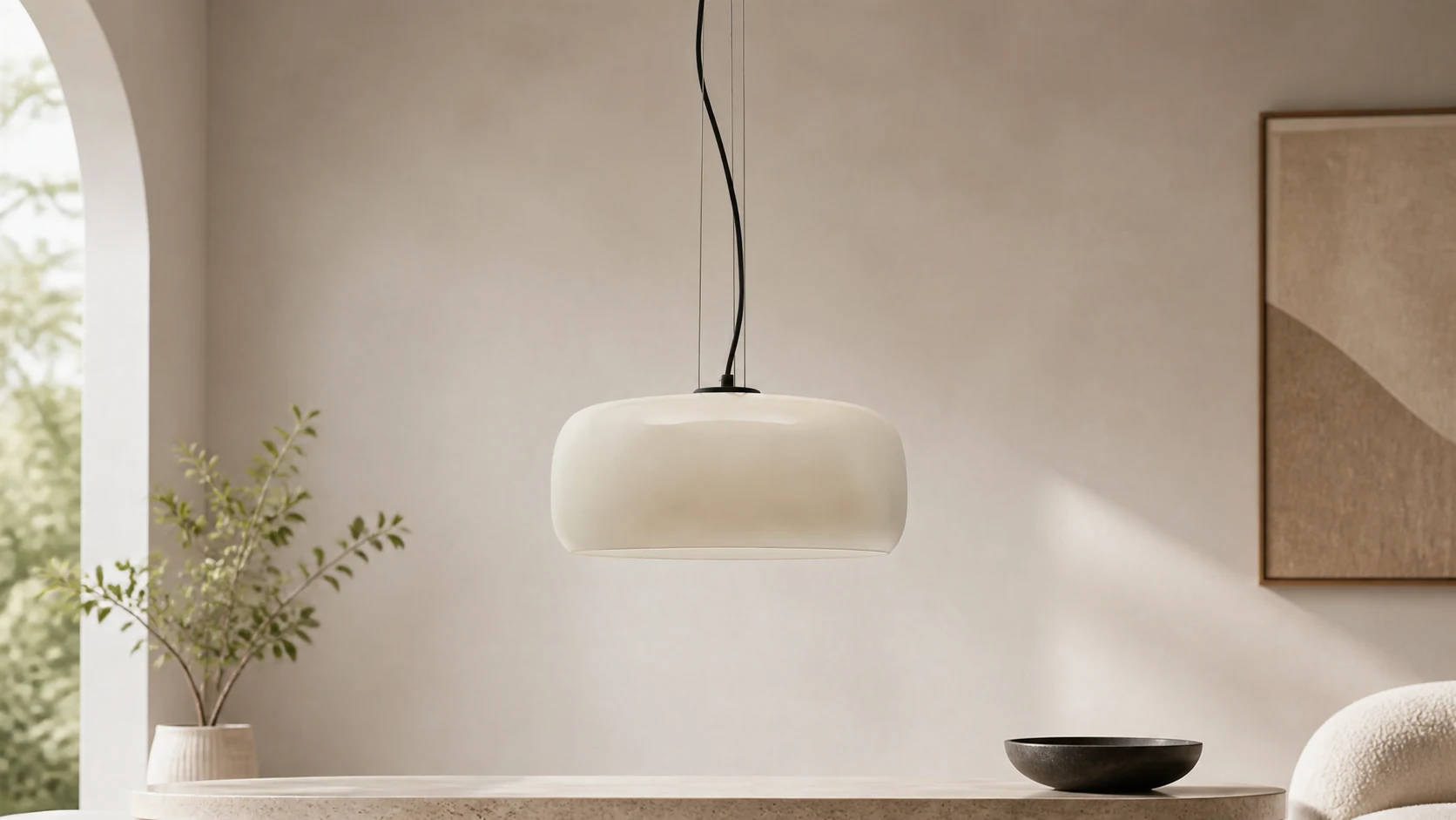 Lunorae rounded glass pendant lamp in a modern interior