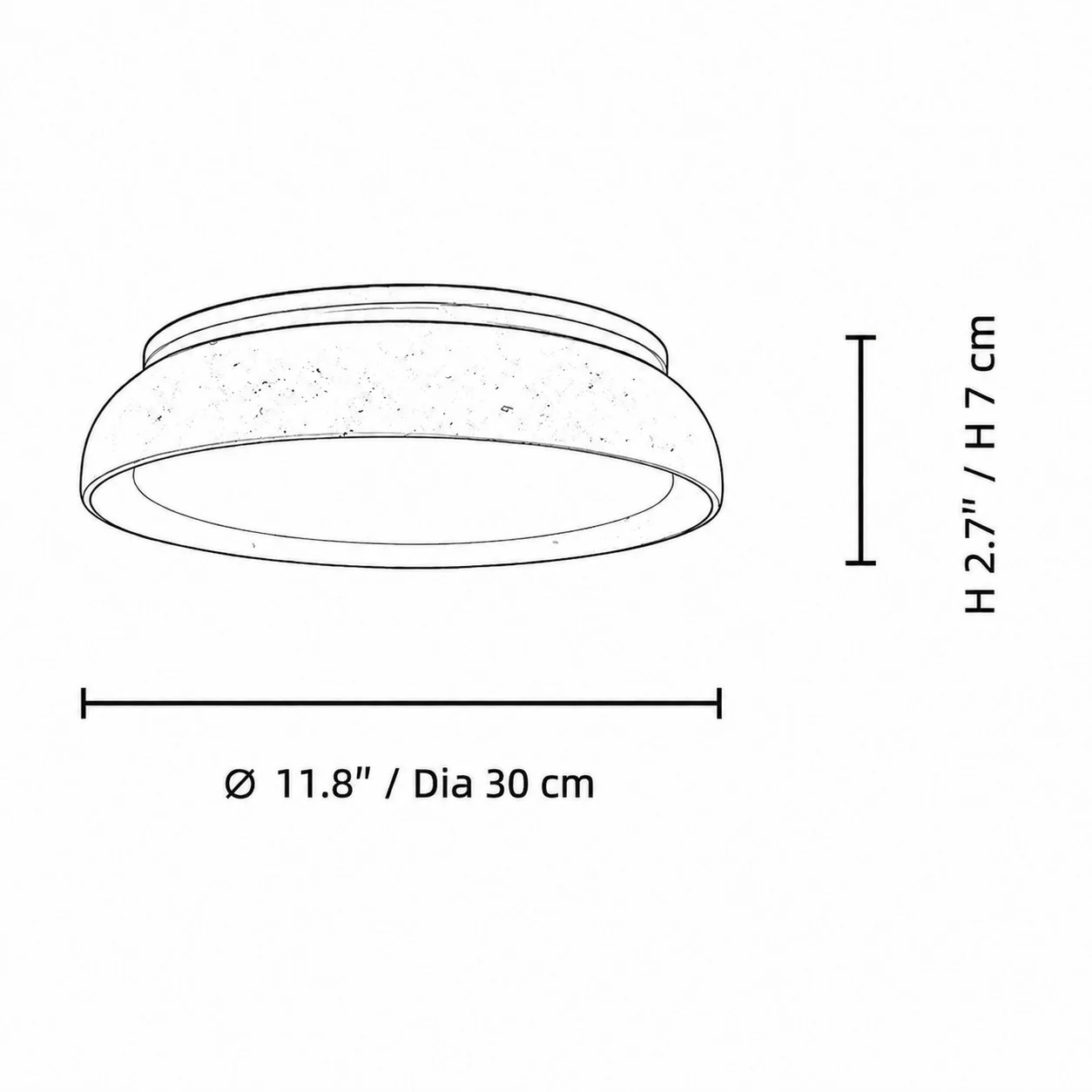 Size 1 diagram of the travertine ceiling light