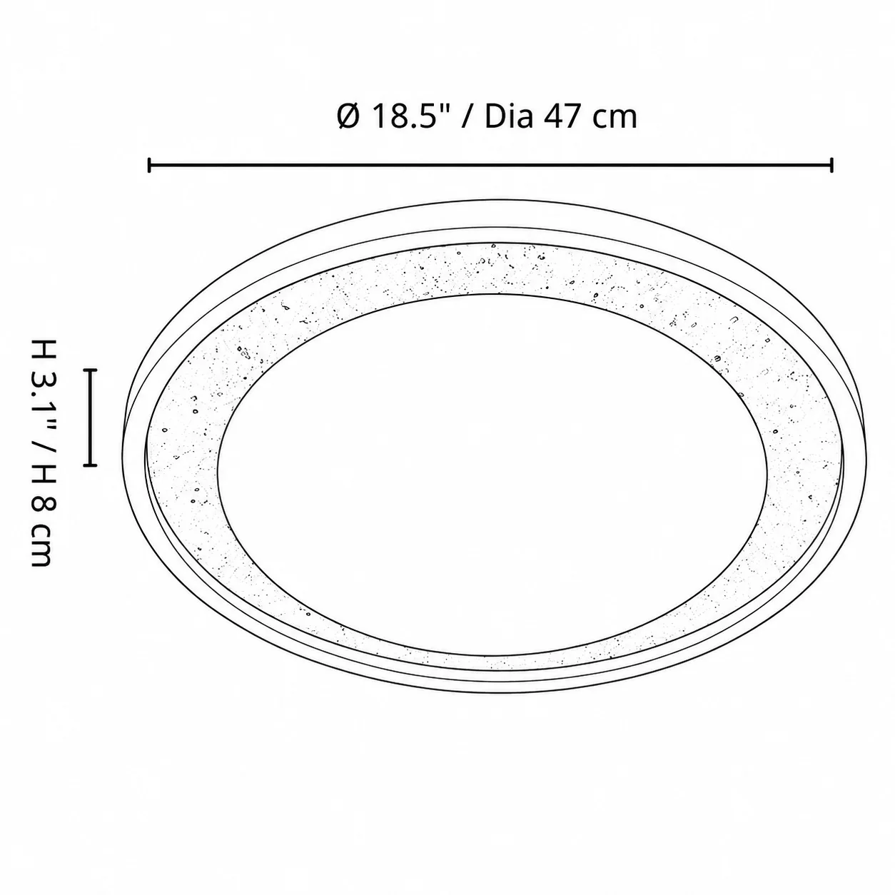 Size 7 diagram of the travertine ceiling light