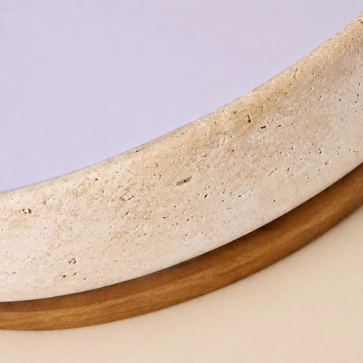 Travertine ceiling light with wood detail