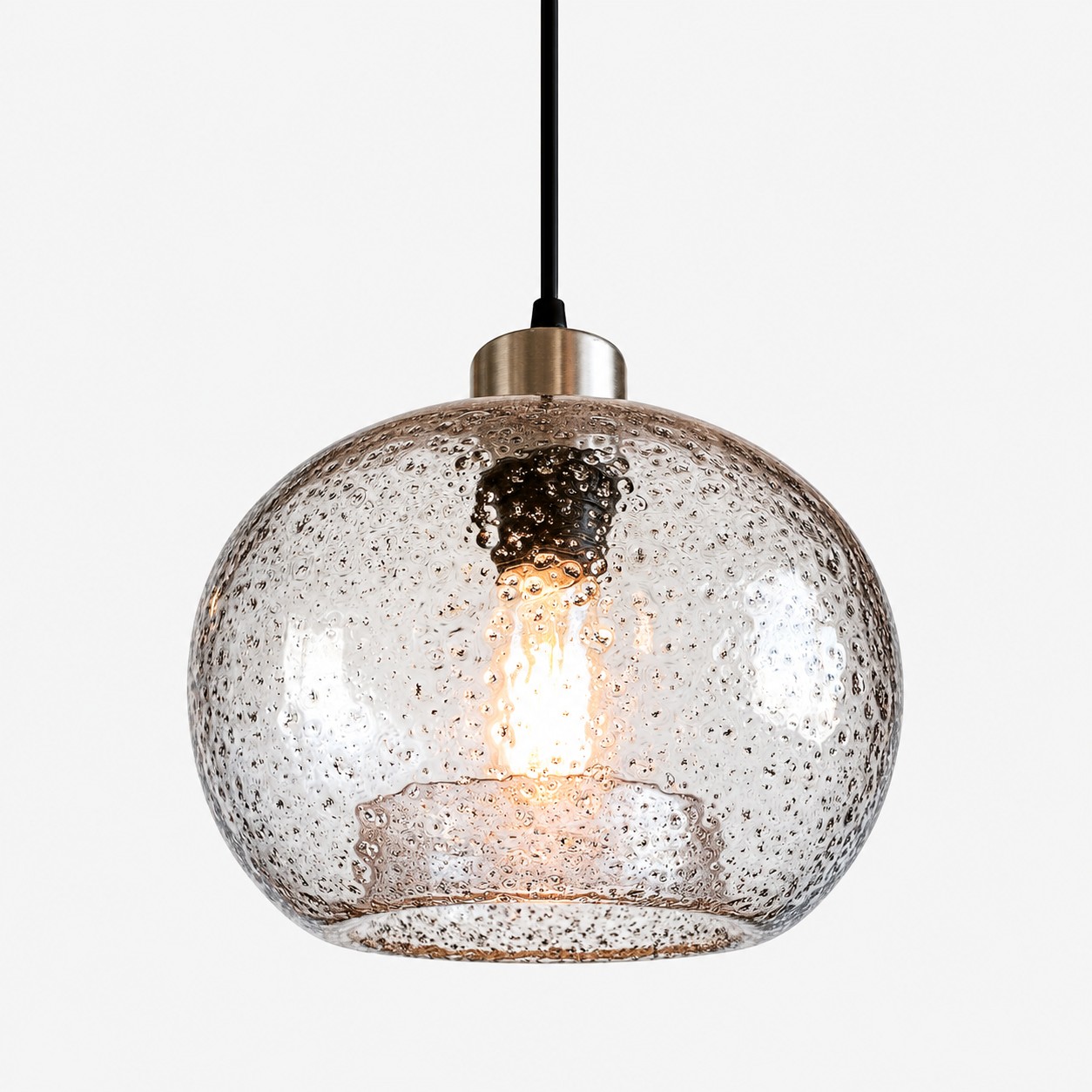 Textured Glass Globe Pendant Light | Open Bottom