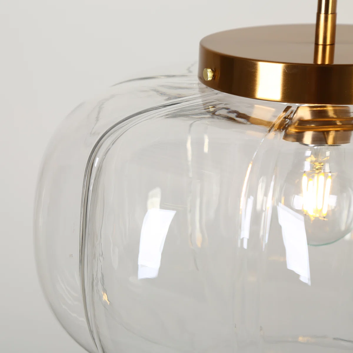 Ribbed Glass Single-Light Dome Pendant | Brass Finish — A layered perspective