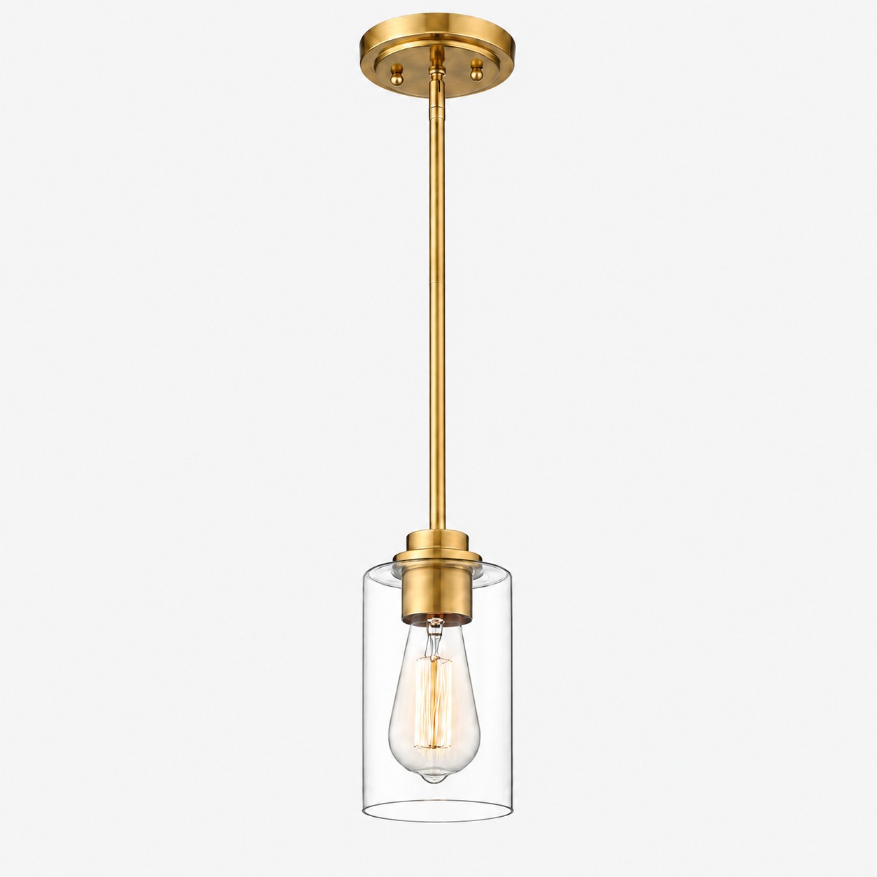 Clear Glass Globe Pendant Light — Adjustable Rod — A layered perspective