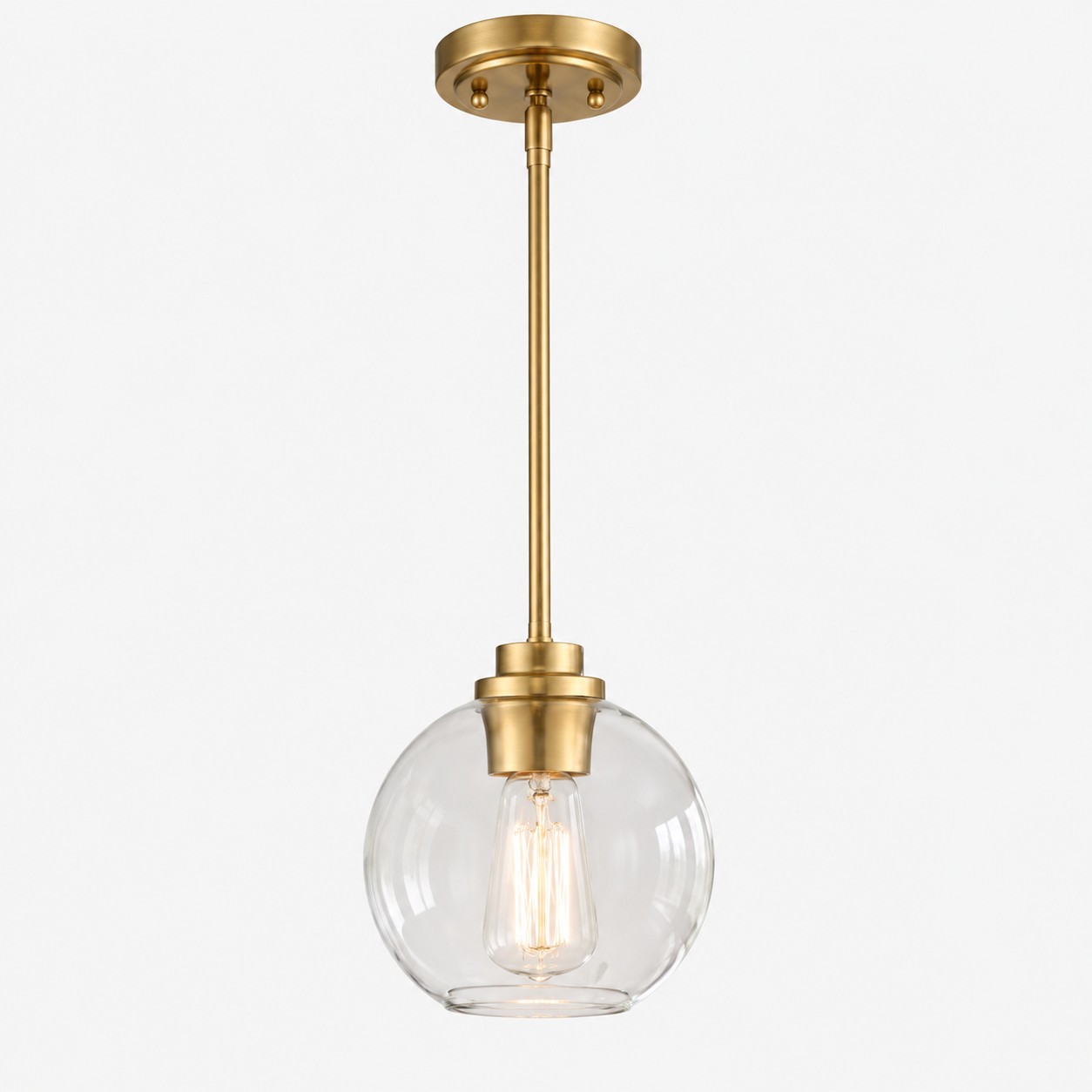 Clear Glass Globe Pendant Light — Adjustable Rod — A layered perspective