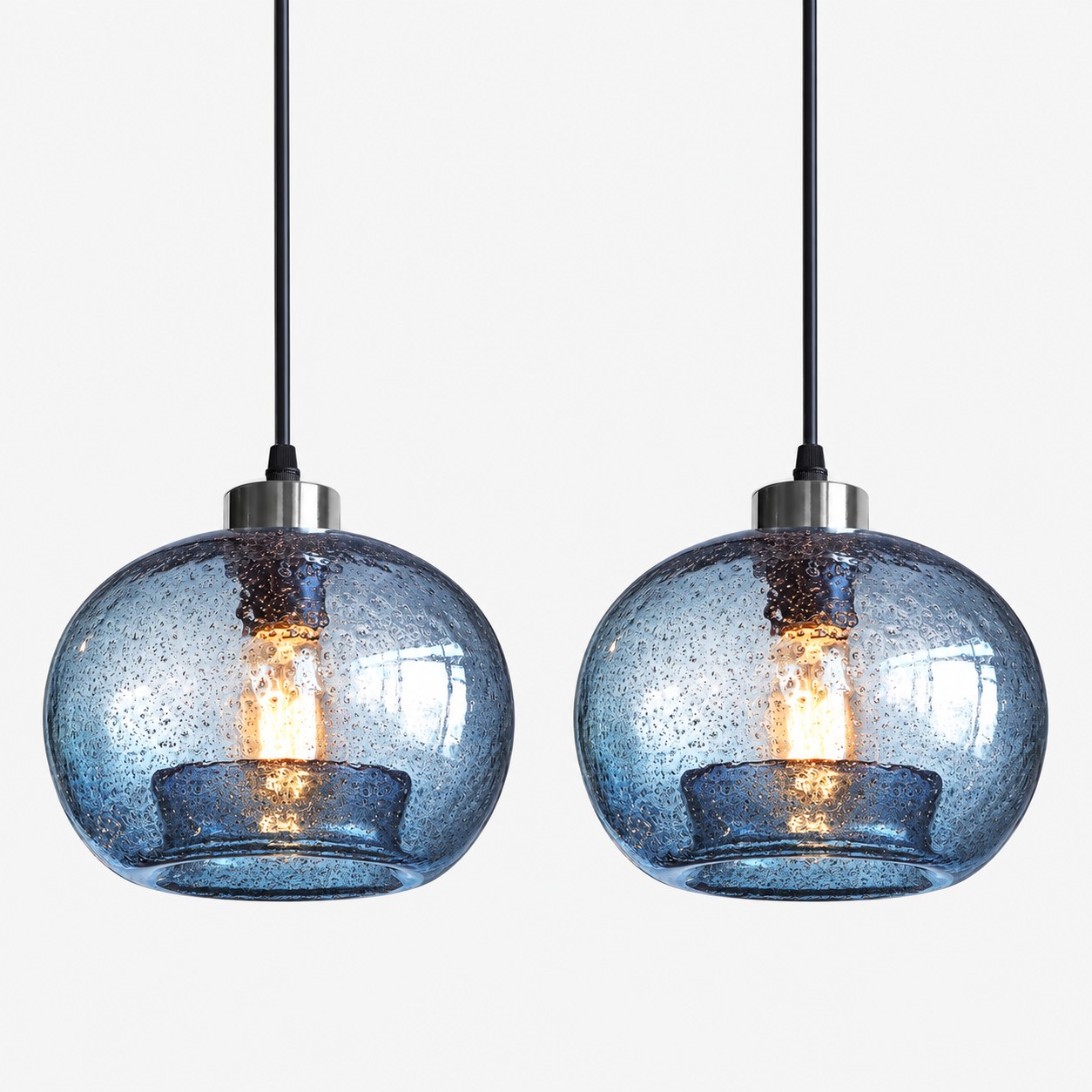Textured Glass Globe Pendant Light | Open Bottom