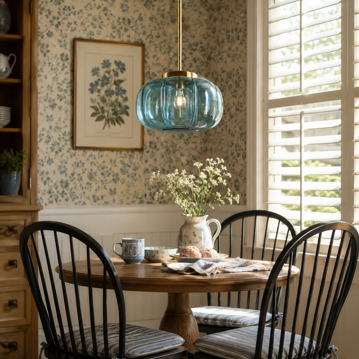 Ribbed Glass Single-Light Dome Pendant | Brass Finish — A layered perspective