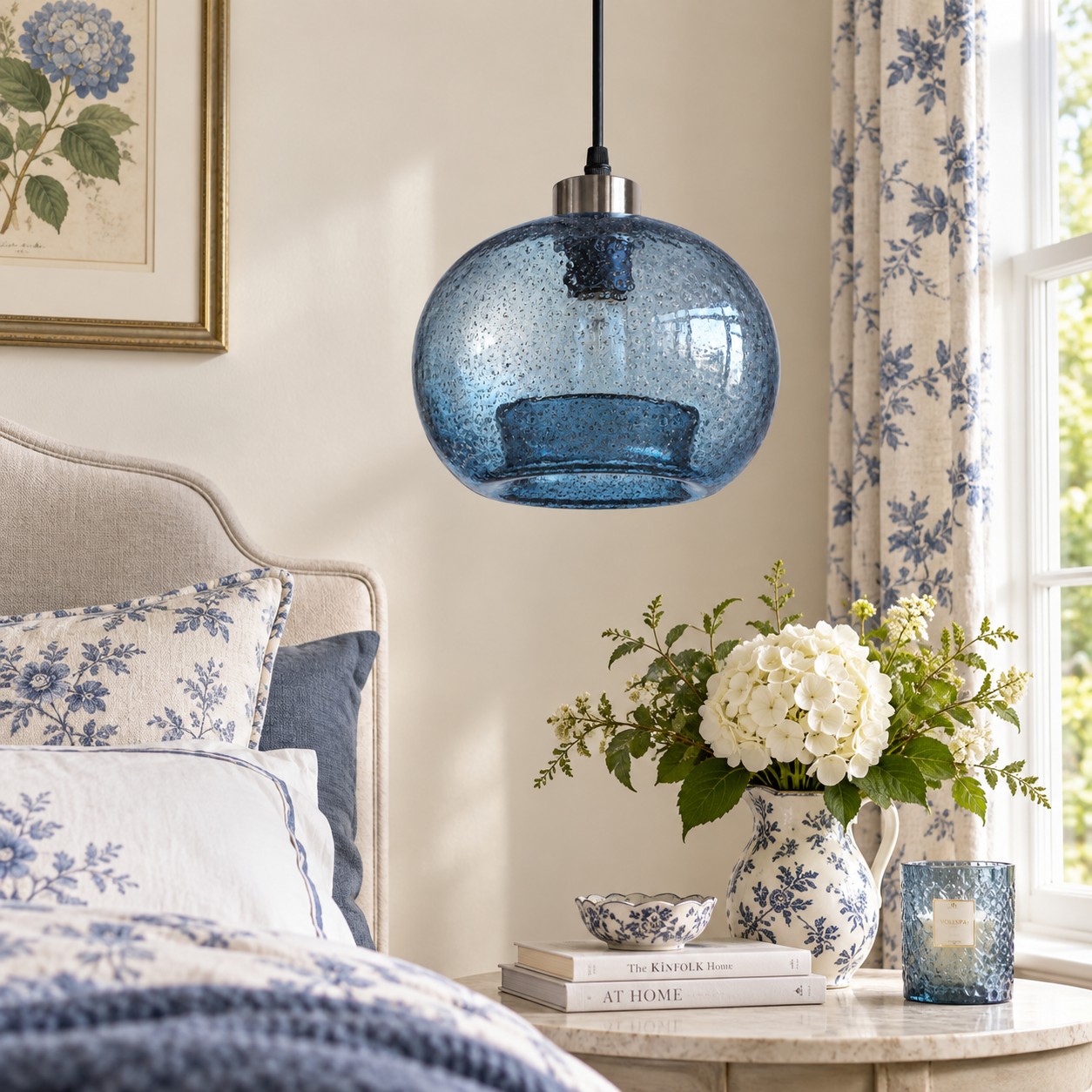 Textured Glass Globe Pendant Light | Open Bottom