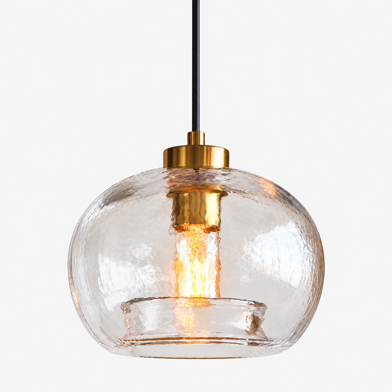 Textured Glass Globe Pendant Light | Open Bottom
