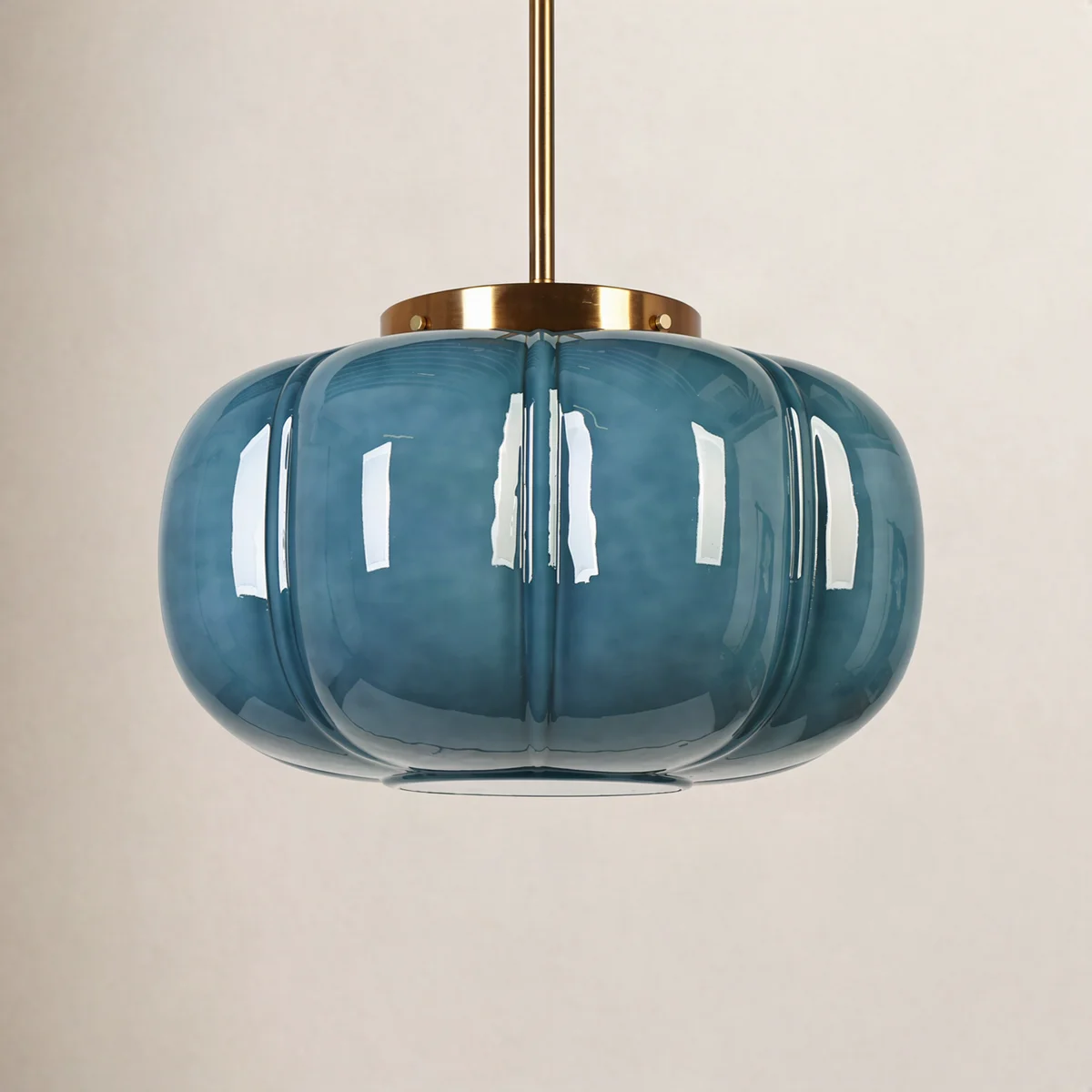 Ribbed Glass Single-Light Dome Pendant | Brass Finish — A layered perspective