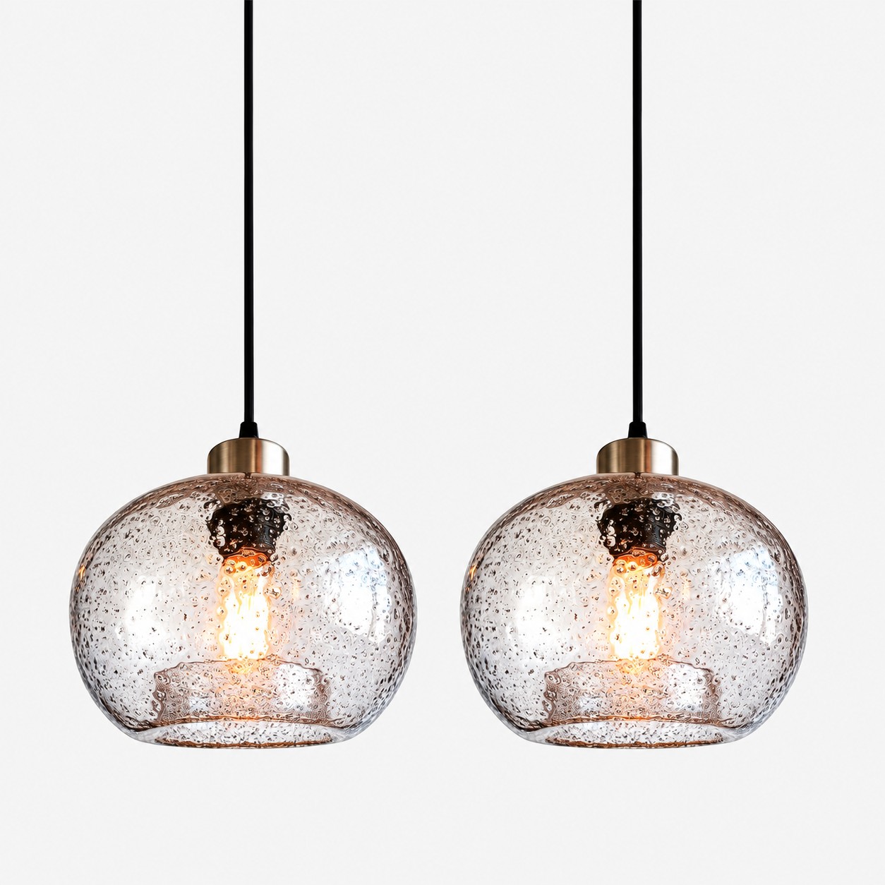 Textured Glass Globe Pendant Light | Open Bottom