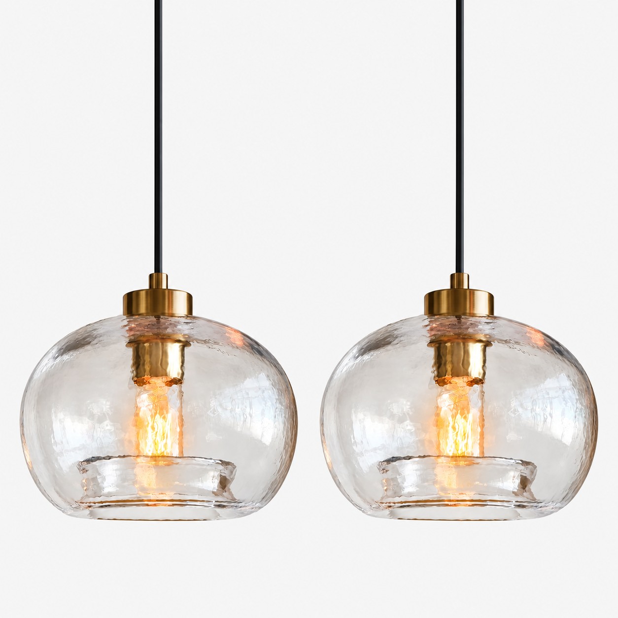 Textured Glass Globe Pendant Light | Open Bottom