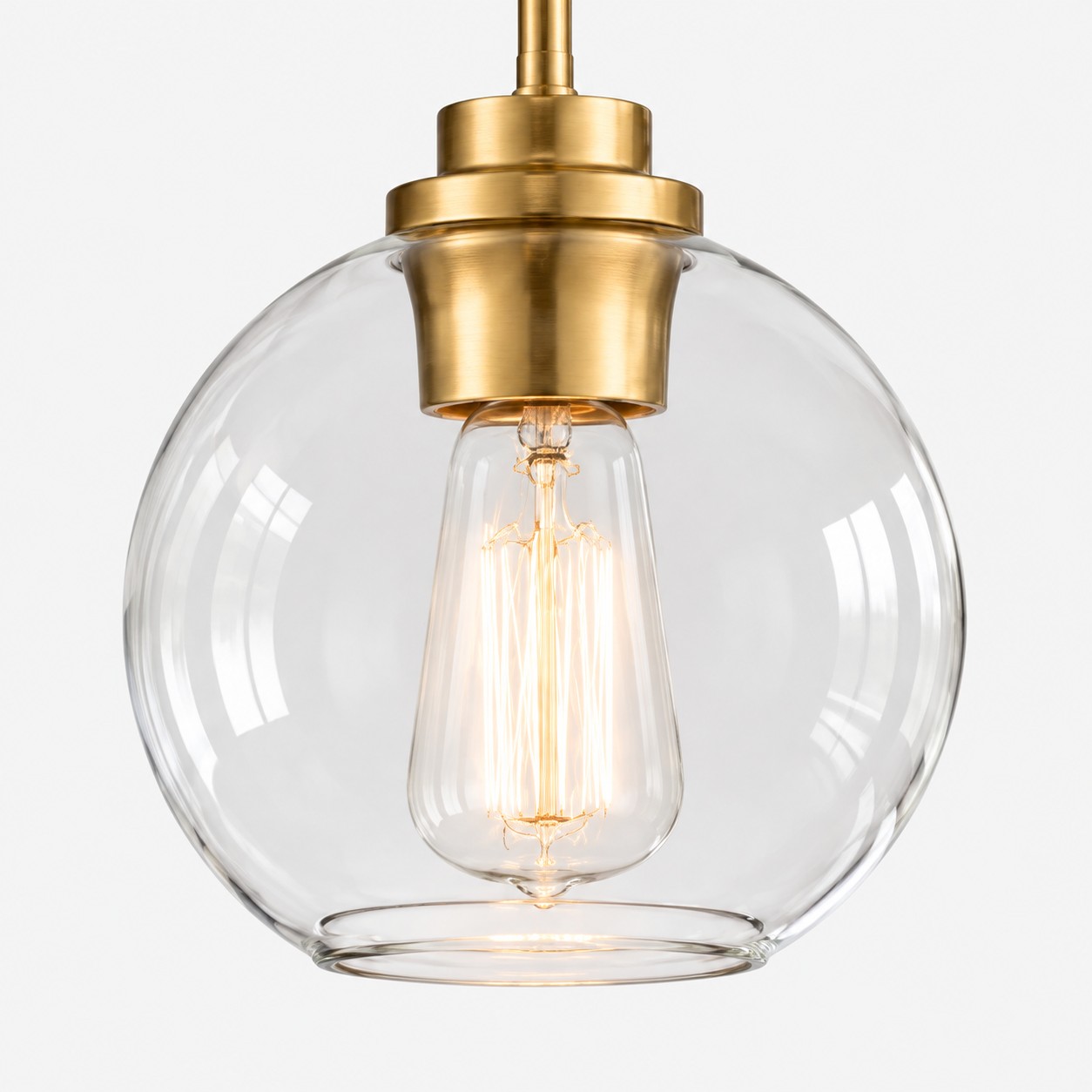 Clear Glass Globe Pendant Light — Adjustable Rod — A layered perspective