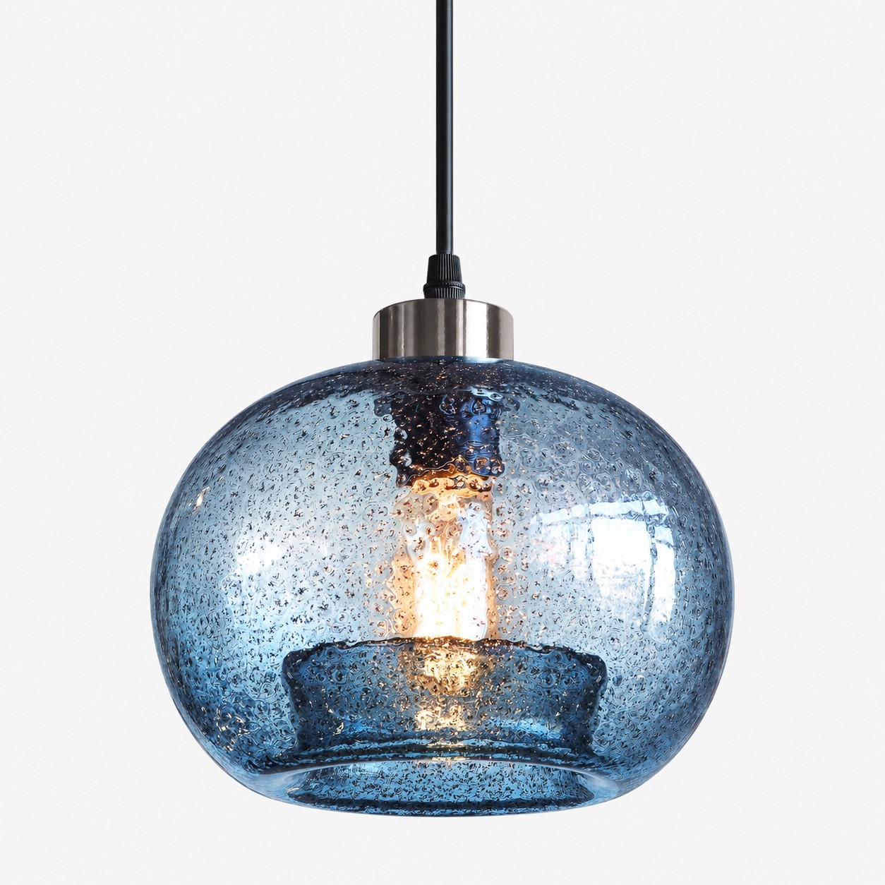 Textured Glass Globe Pendant Light | Open Bottom