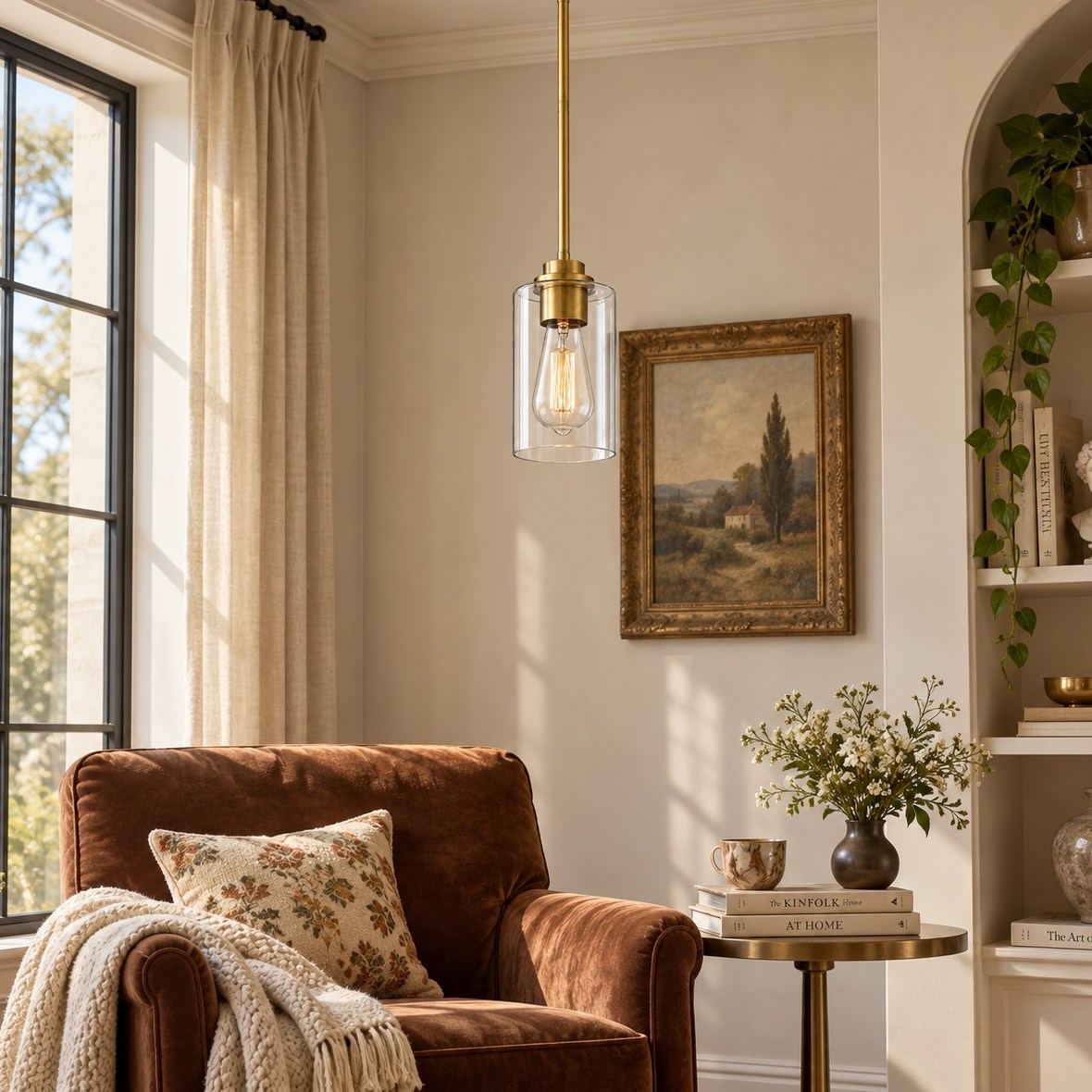 Clear Glass Globe Pendant Light — Adjustable Rod — A layered perspective