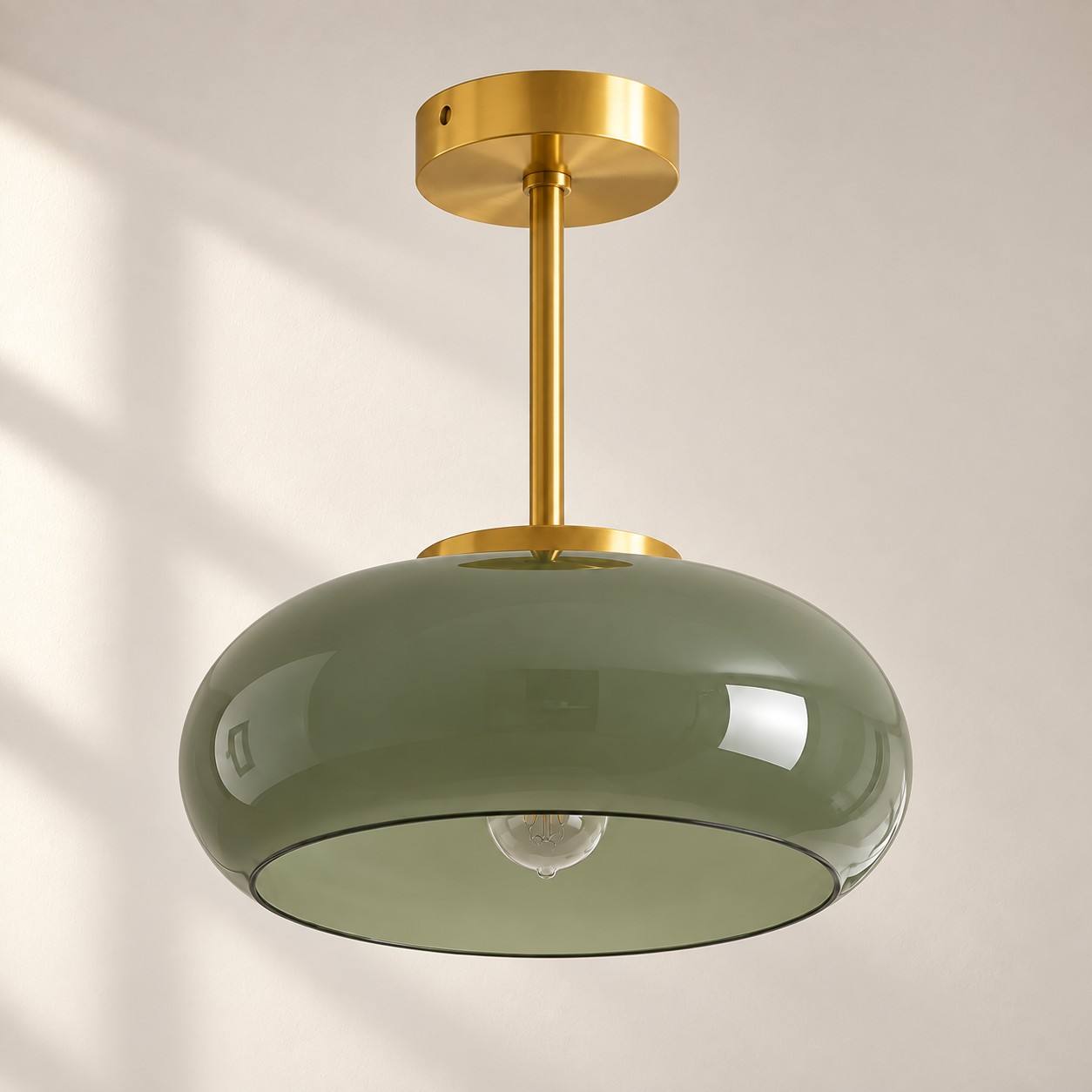 Brass-Finished Mount: Bauvia Round Glass Ceiling Light — A layered perspective