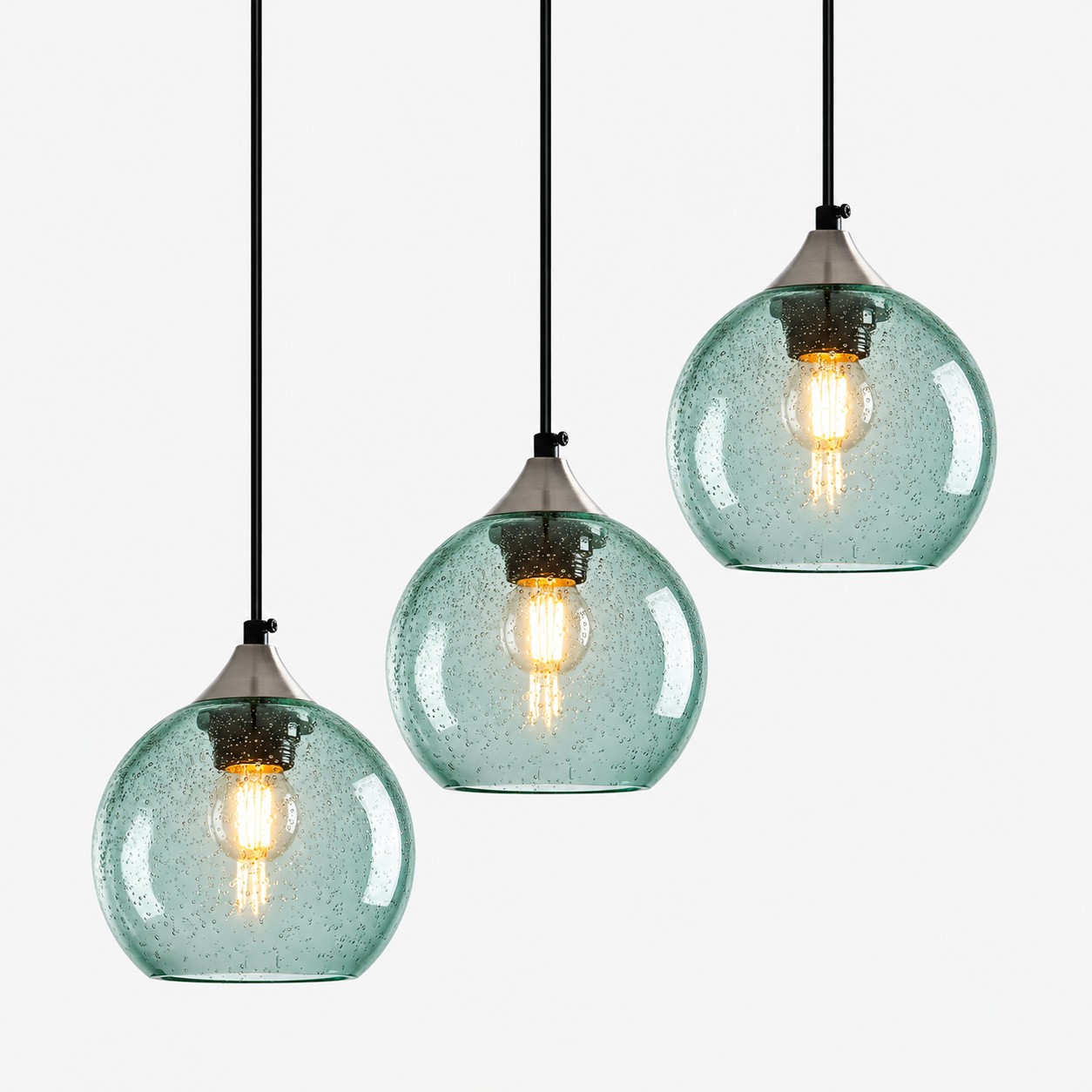 Bubble Glass Globe Single Pendant — Adjustable Cord, Chrome Finish