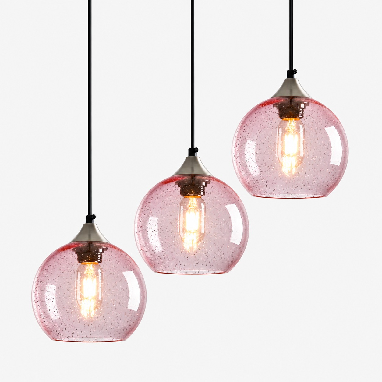 Bubble Glass Globe Single Pendant — Adjustable Cord, Chrome Finish