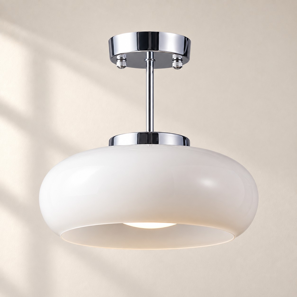 Brass-Finished Mount: Bauvia Round Glass Ceiling Light — A layered perspective