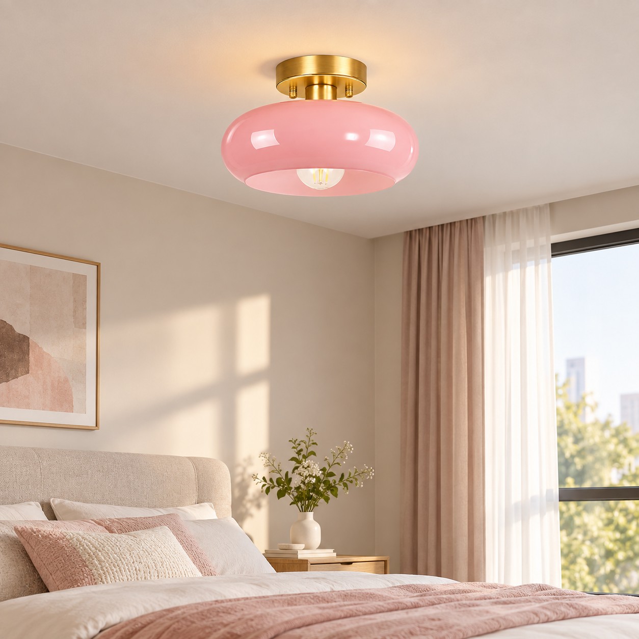Brass-Finished Mount: Bauvia Round Glass Ceiling Light — A layered perspective