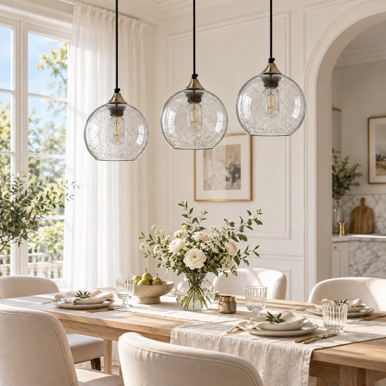 Bubble Glass Globe Single Pendant — Adjustable Cord, Chrome Finish