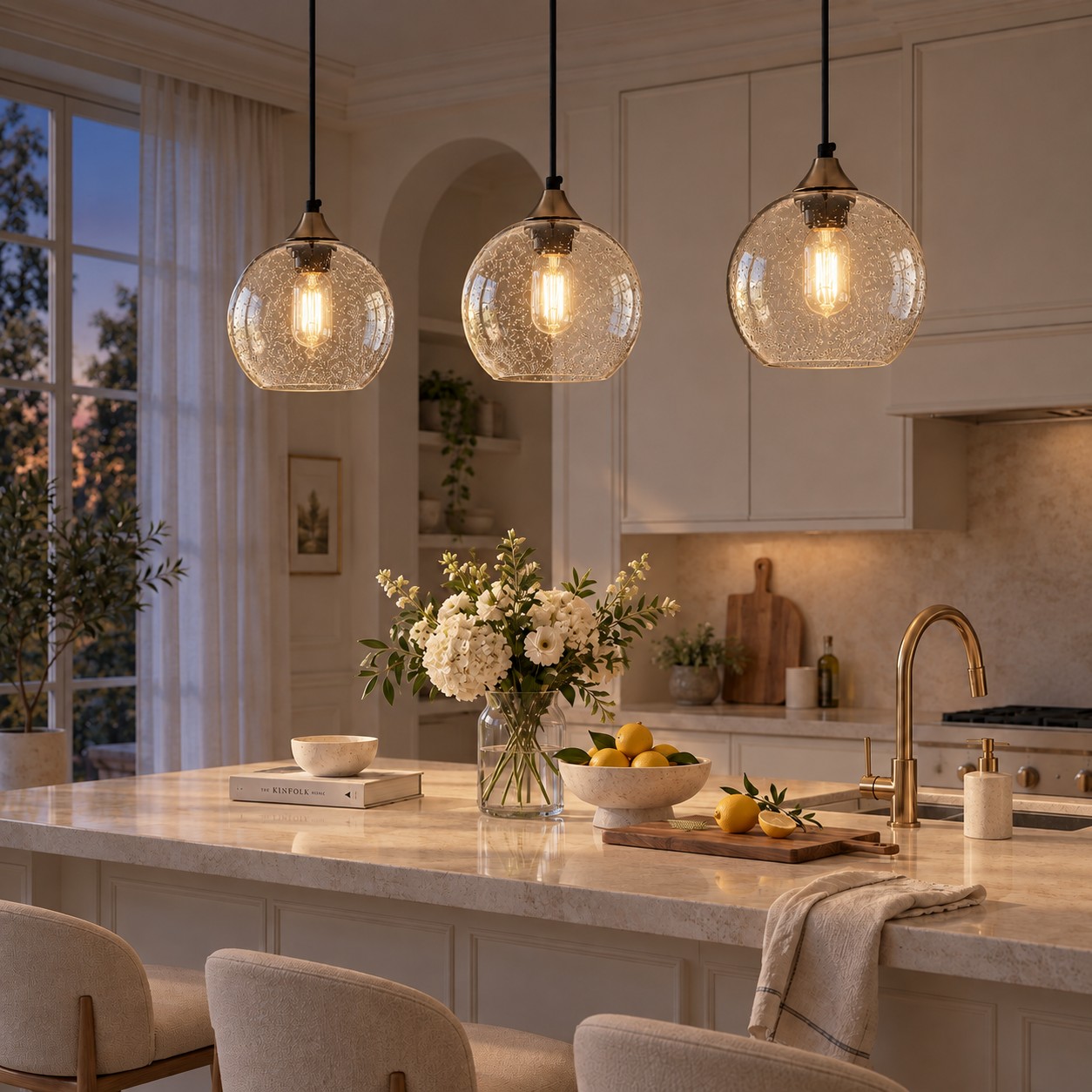 Bubble Glass Globe Single Pendant — Adjustable Cord, Chrome Finish
