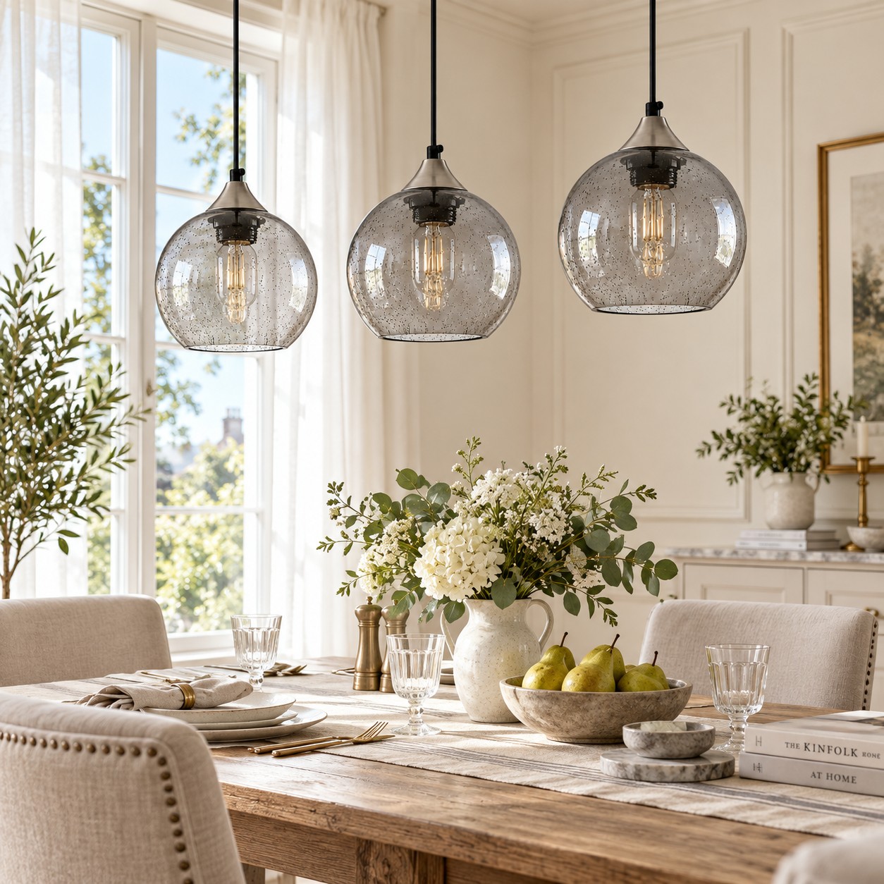 Bubble Glass Globe Single Pendant — Adjustable Cord, Chrome Finish