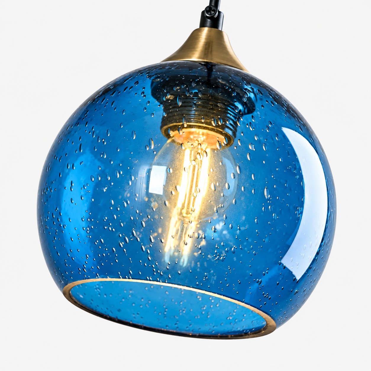 Bubble Glass Globe Single Pendant — Adjustable Cord, Chrome Finish