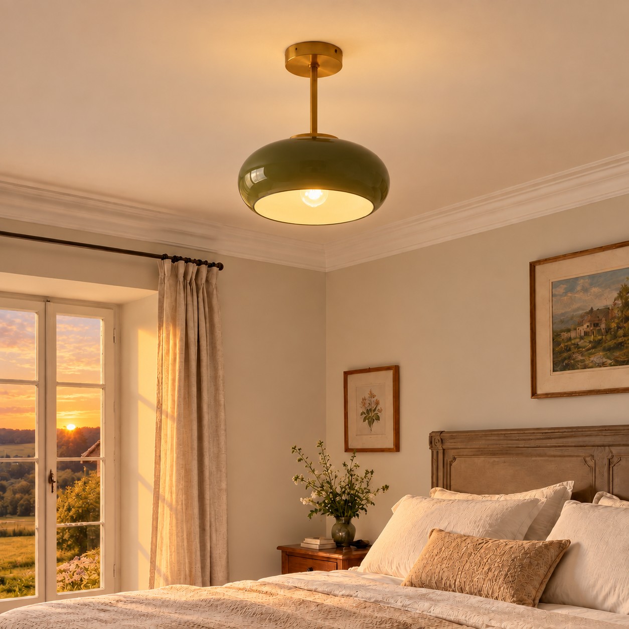 Brass-Finished Mount: Bauvia Round Glass Ceiling Light — A layered perspective