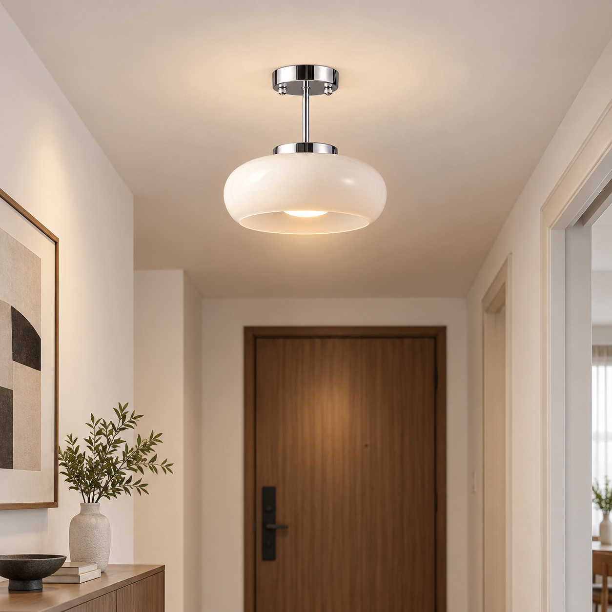 Brass-Finished Mount: Bauvia Round Glass Ceiling Light — A layered perspective