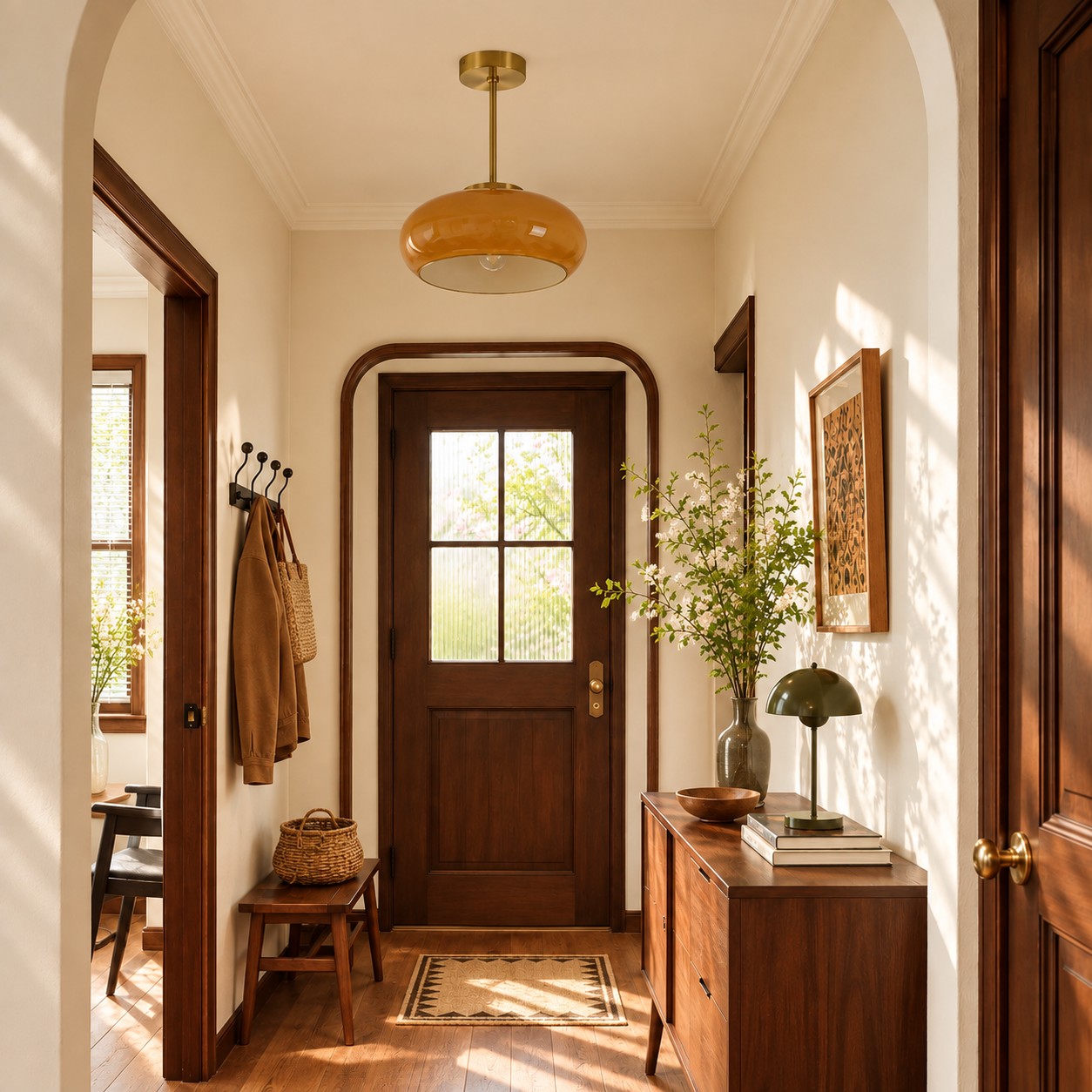 Brass-Finished Mount: Bauvia Round Glass Ceiling Light — A layered perspective