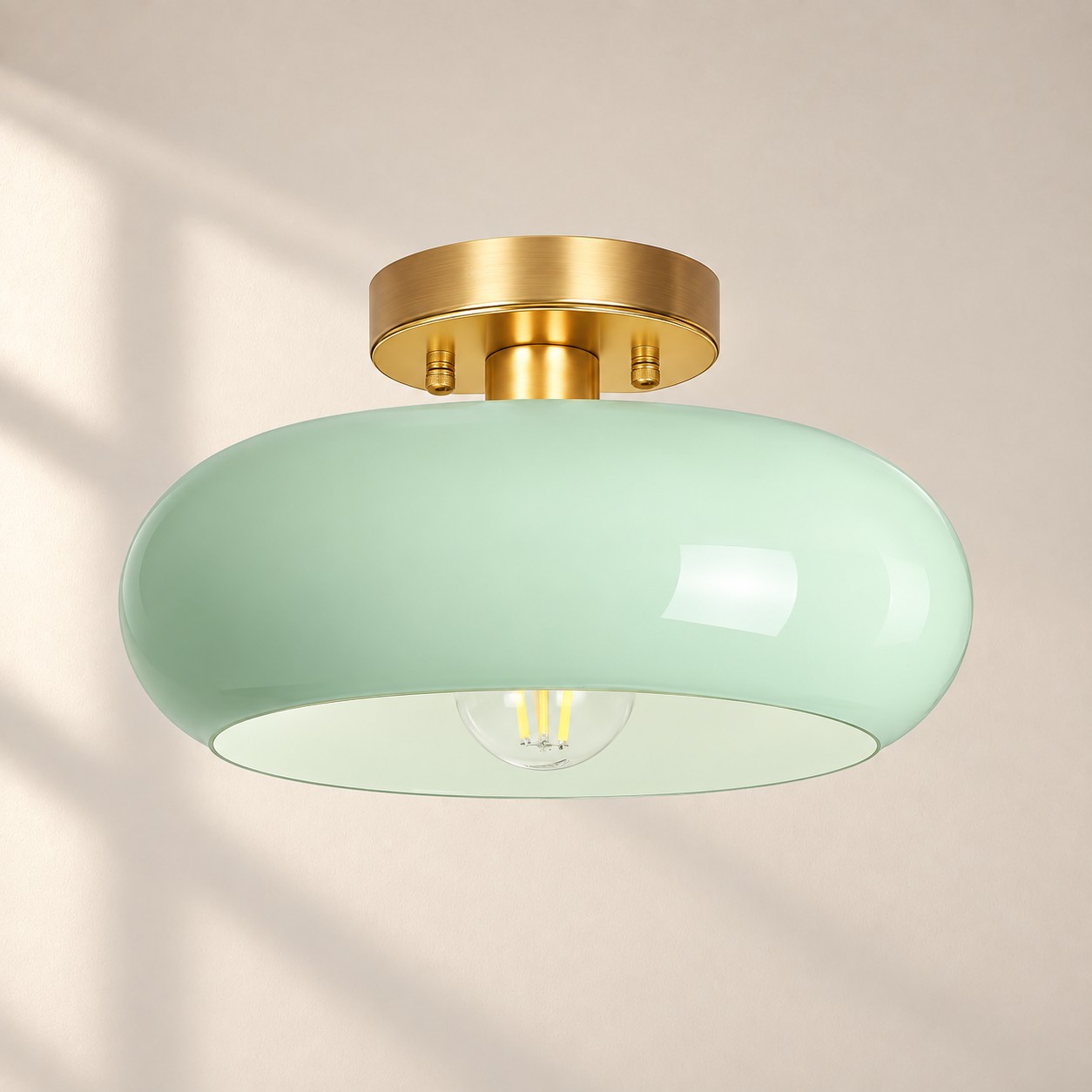 Brass-Finished Mount: Bauvia Round Glass Ceiling Light — A layered perspective